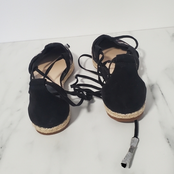 NWOT Nine West Black textile upper Lace Up Flat Pointed Toes Espadrilles - Picture 5 of 5